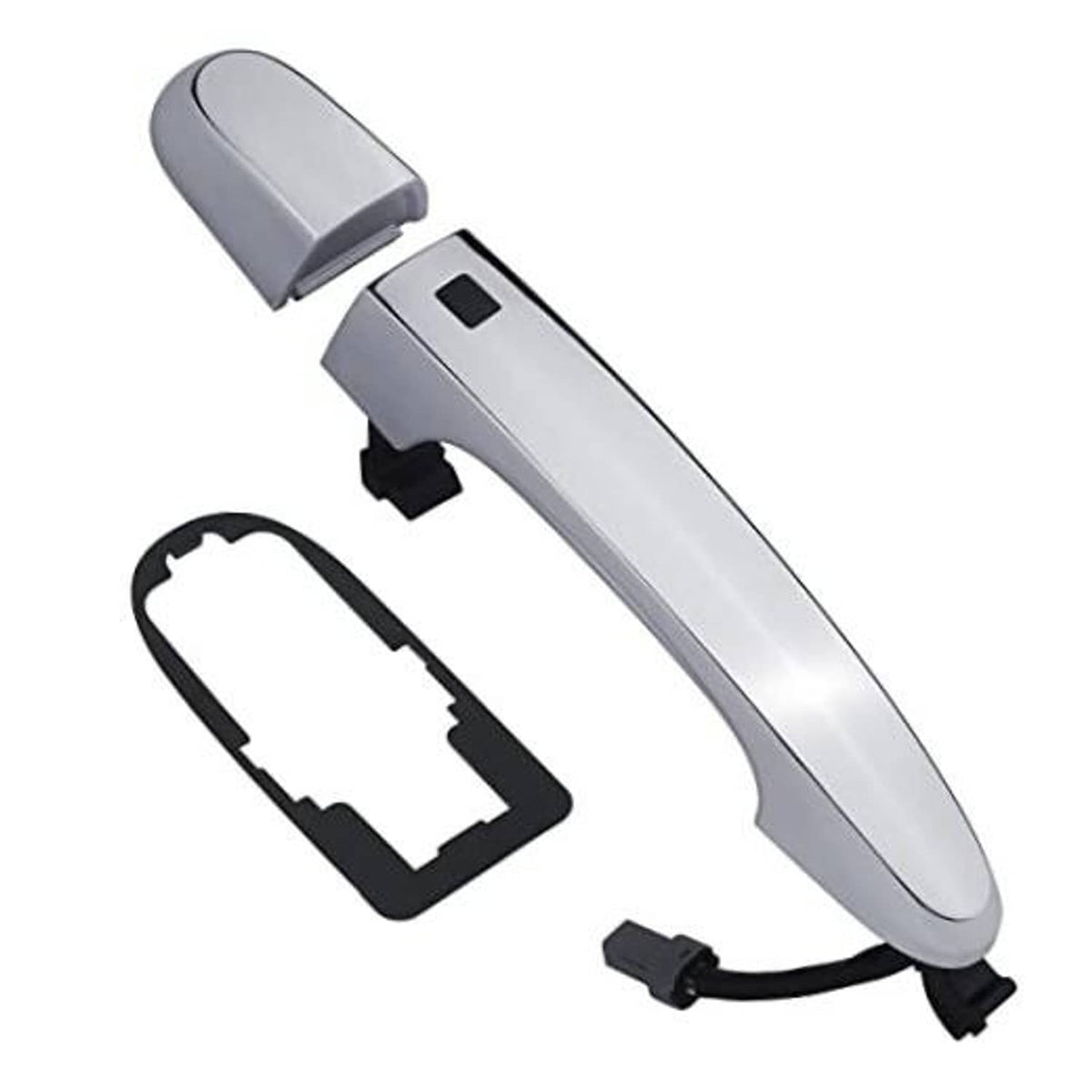 Silver exterior door handle with smart-key touchpad and keyless entry button