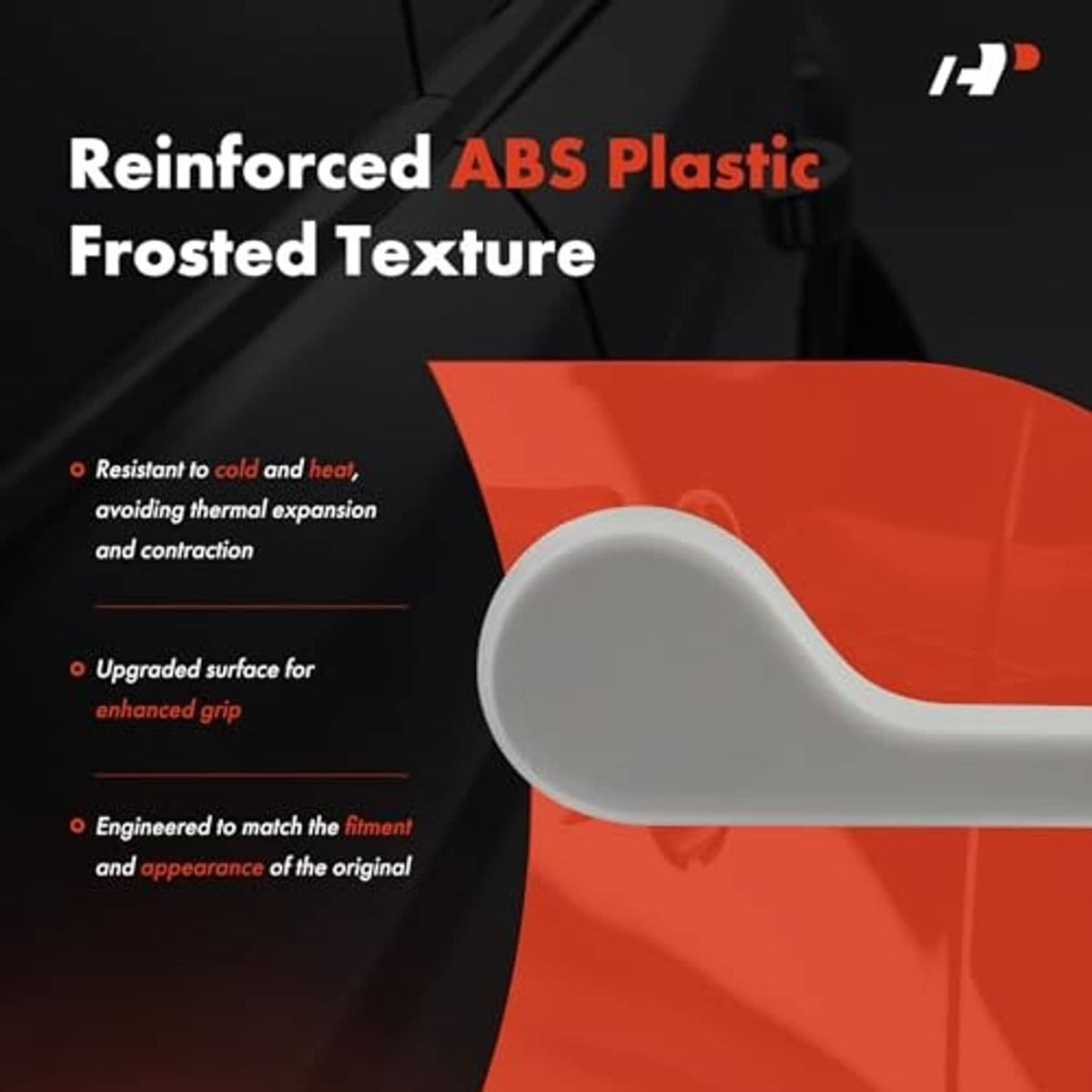 Frosted ABS seat recliner adjustment handle, textured gray surface for improved grip