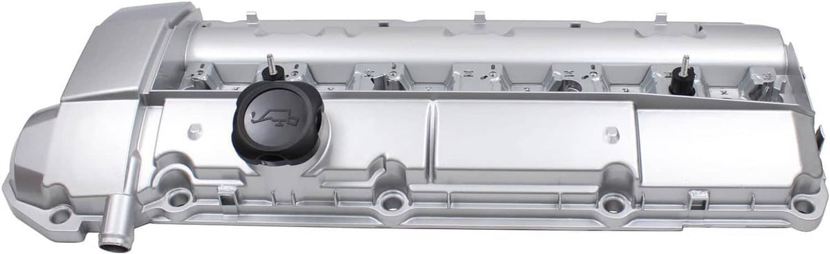 Silver valve cover interior with oil cap opening and small support brackets