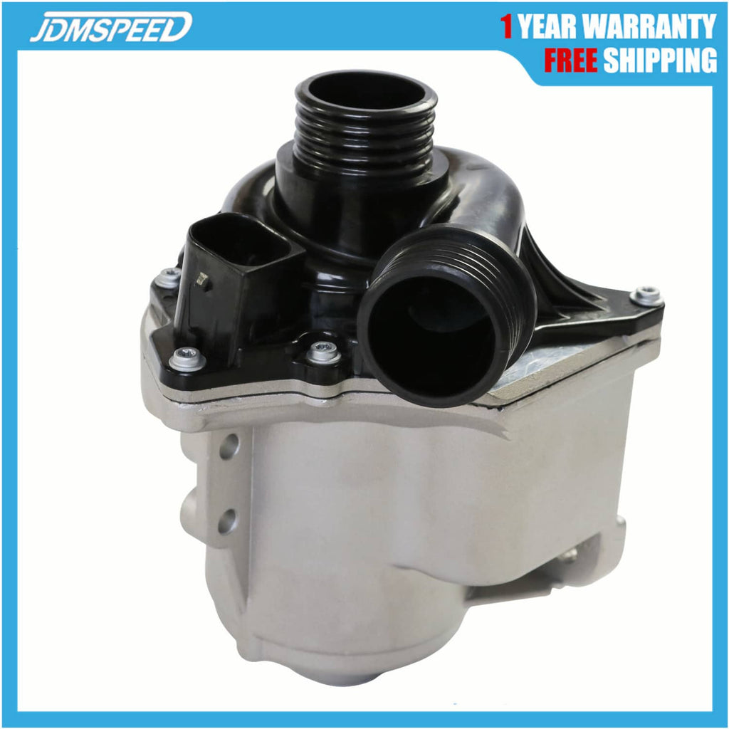 Electric water pump with metal housing and black rubber inlet ports