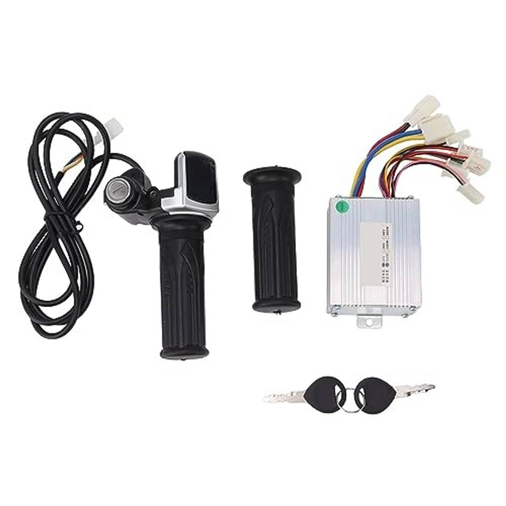 Throttle grip lock speed controller kit with two grips, controller box, wiring harness, keys