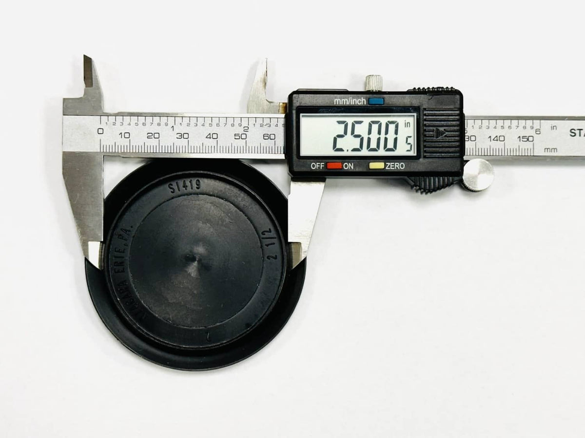 2.5 in flush mount cover, black plastic housing measured with calipers