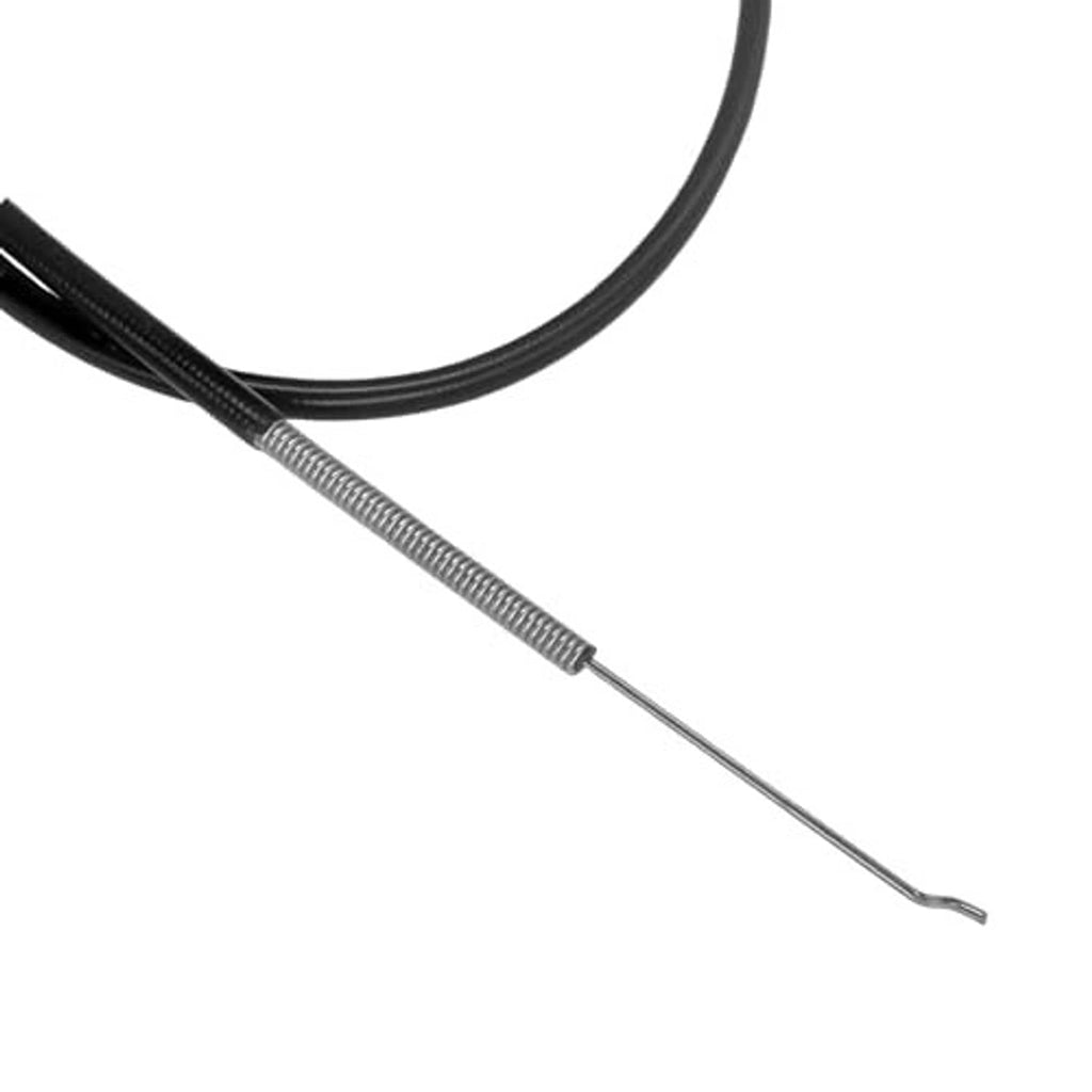 Throttle control cable with black cord and silver spring wire tip