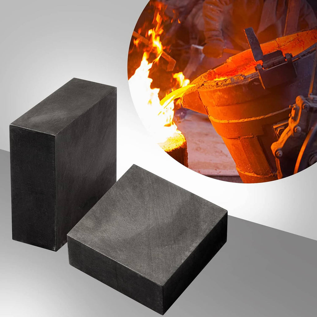 Graphite ingot blocks, dark gray rectangular prisms in a two-pack