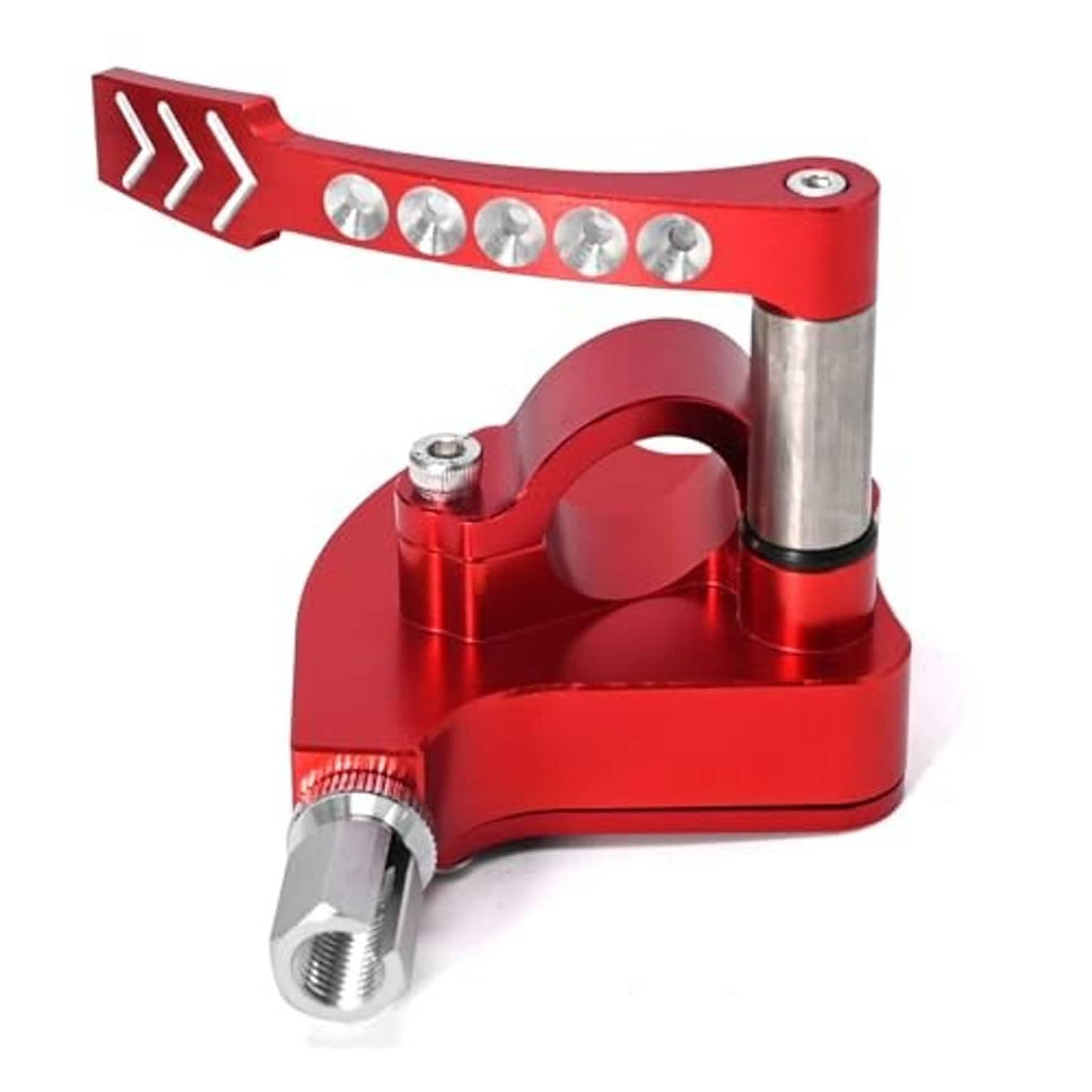 Red throttle thumb controller assembly with silver handlebar-style mount and mounting bolt