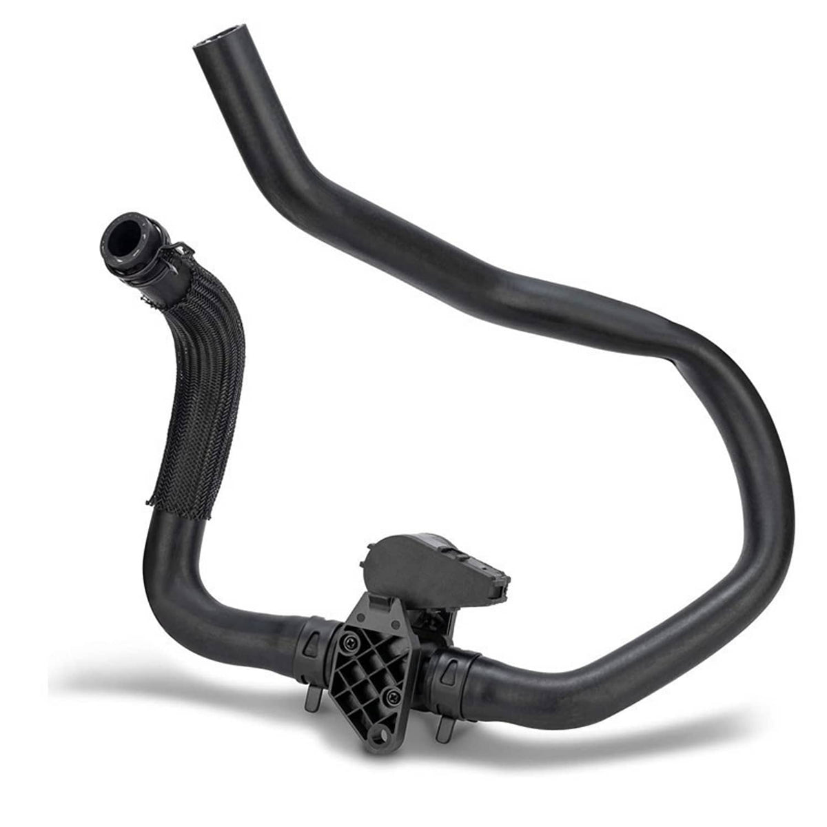 HVAC heater inlet hose control valve with black hoses and sensor housing