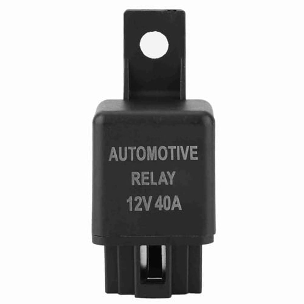 Automotive relay 12V 40A with top mounting hole and black terminal base