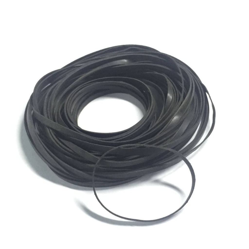 Black rubber flat belt roll with loose loops, cassette belt replacement