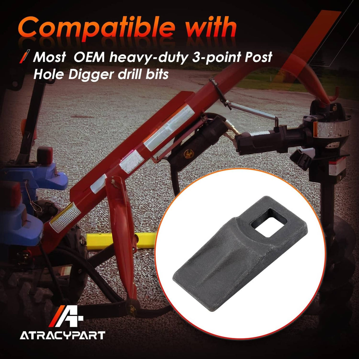 RivetOak Auger Teeth Cutting Edge Replacement for 3 Point Post Hole 1/4-1/4, Black