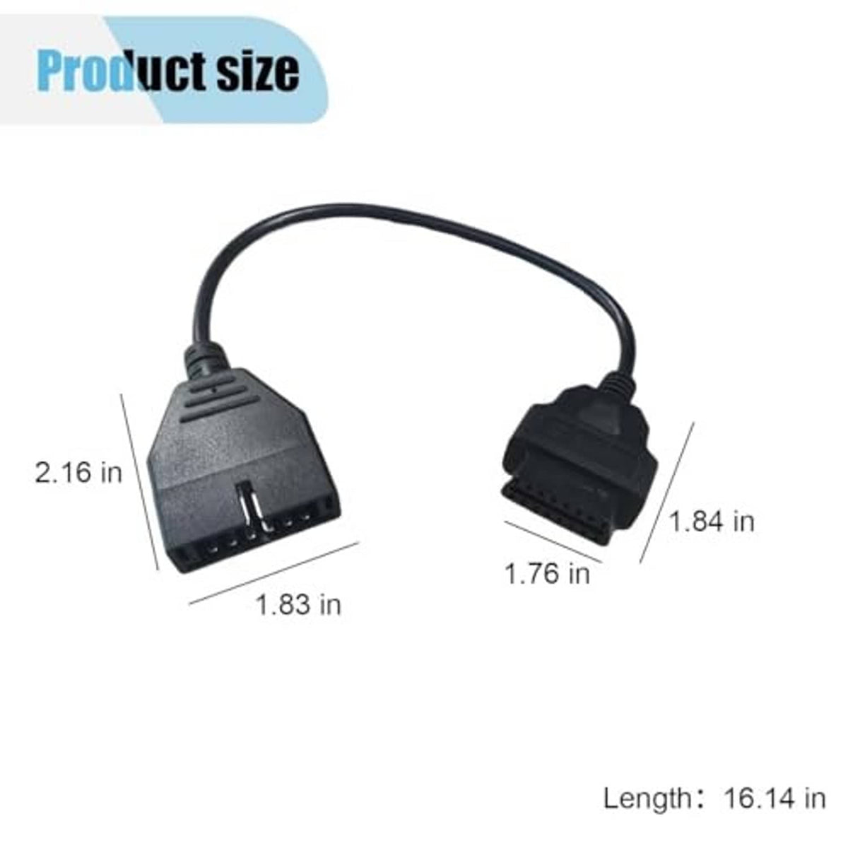 OBD adapter cable featuring gray and black two-ended diagnostic plug connectors