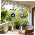 Blue and purple stainless steel wind spinner set with hanging hook and clear crystal drop