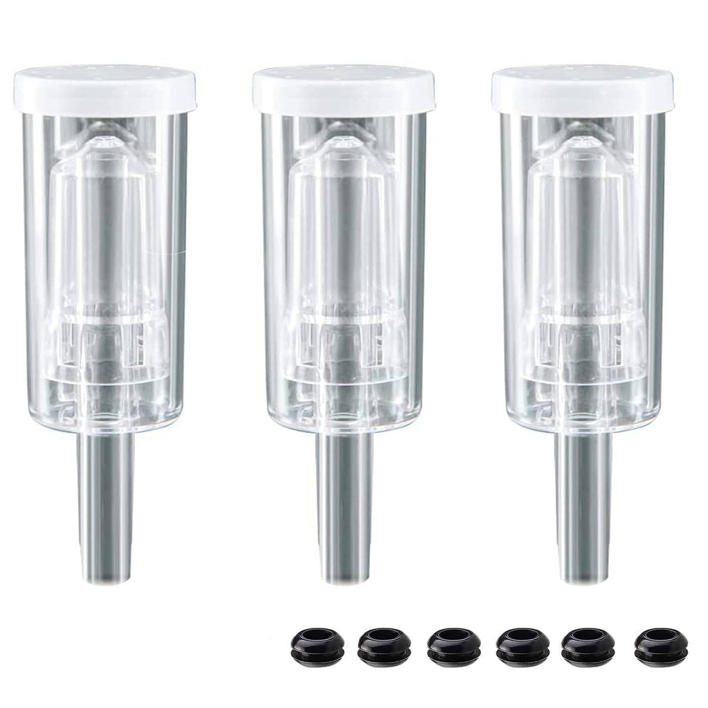 3-pack clear fermentation airlocks with vented caps and rubber grommets
