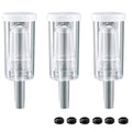 3-pack clear fermentation airlocks with vented caps and rubber grommets