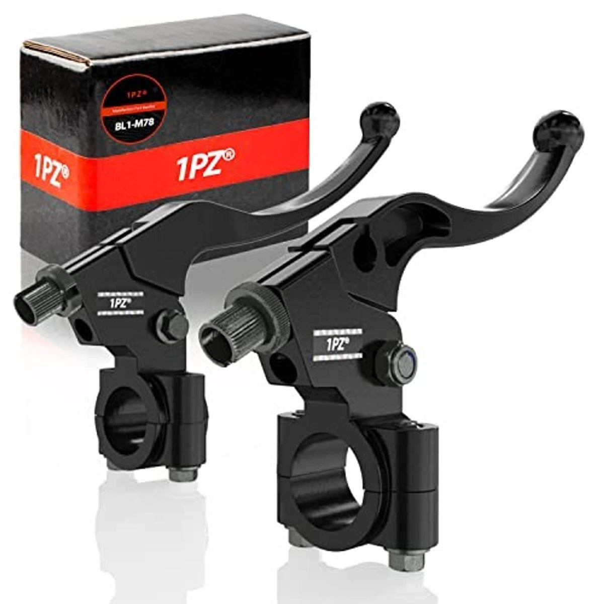 Pair of black clutch and brake lever perches with adjustable reach, replacement handle set