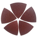 Reddish brown triangular sanding pads, abrasive discs for hook-and-loop sanding, set