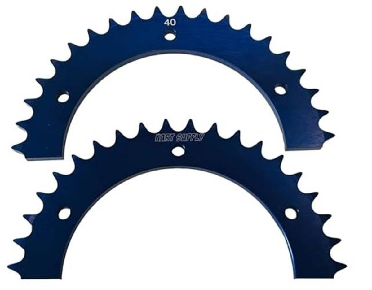 Blue aluminum split sprocket, two-piece 40-tooth with mounting holes