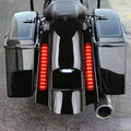 Chrome rear fender extension with stacked red LED light strips and black center panel