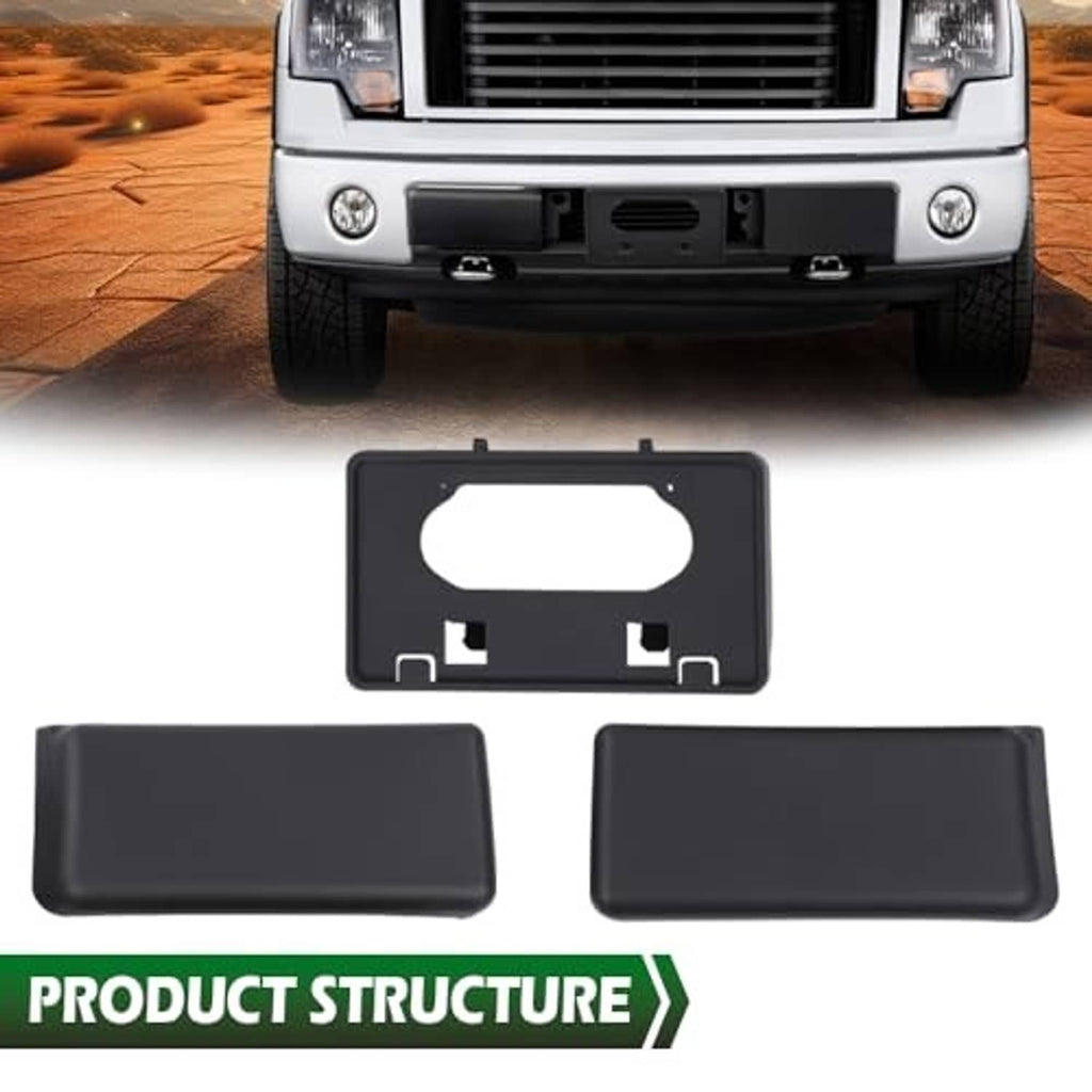 License plate bracket and front bumper guard pads, black plastic components