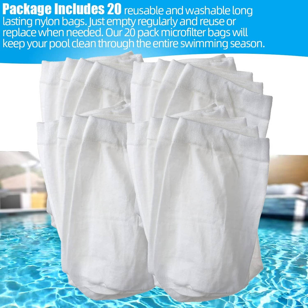 Pack of 20 reusable white nylon mesh filter bags, stacked pouches