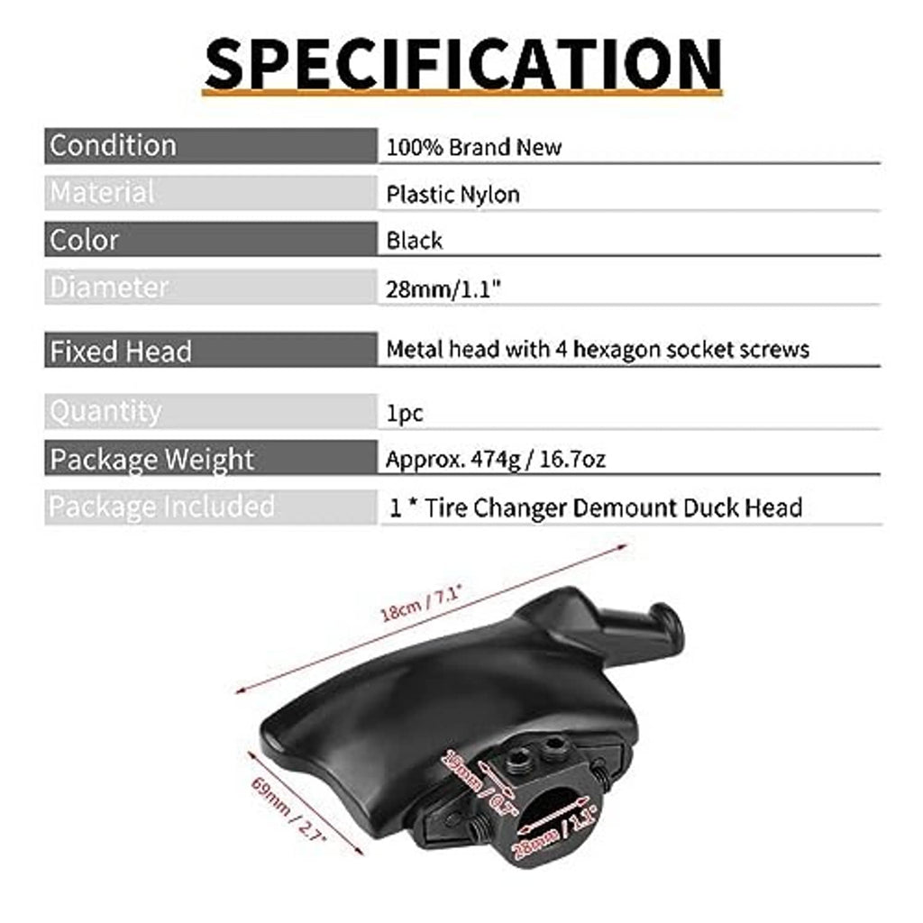Black tire changer demount duck head with handle and metal fixed head