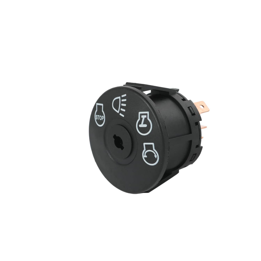 Ignition starter switch button with black housing and start/stop icons