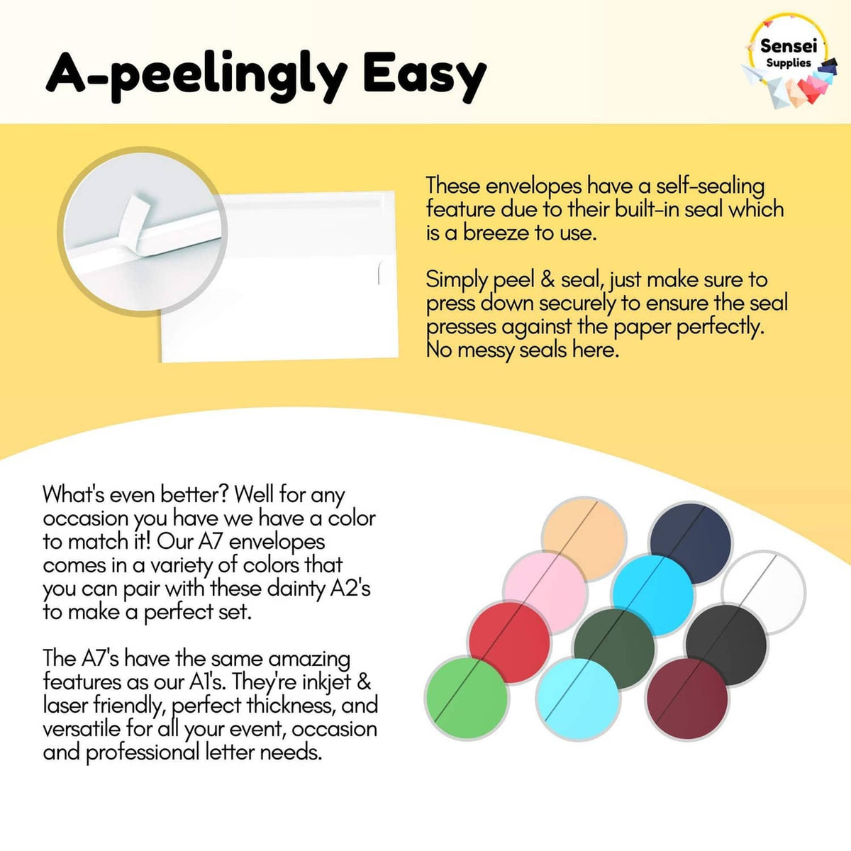 White A2 envelopes with self-sealing flap close-up