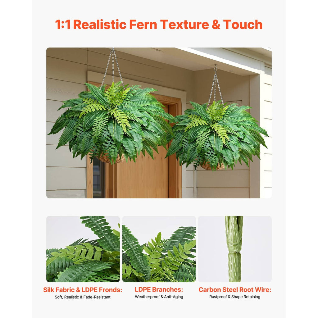 Artificial green fern plant with realistic frond texture and flexible stems