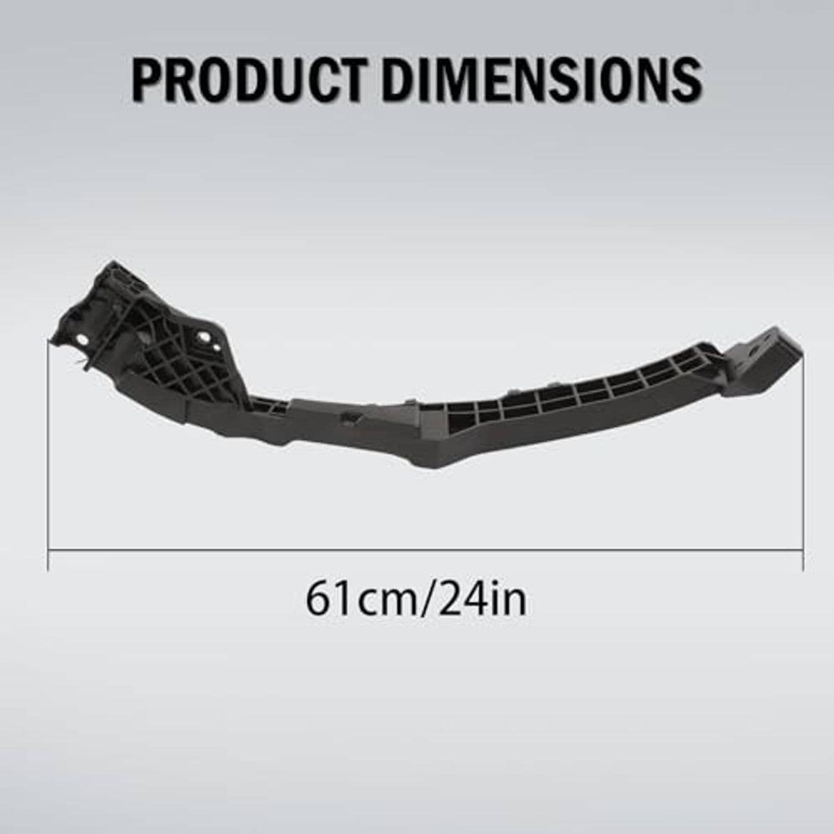 Single dark plastic curved headlight bracket mount retainer with rectangular tabs