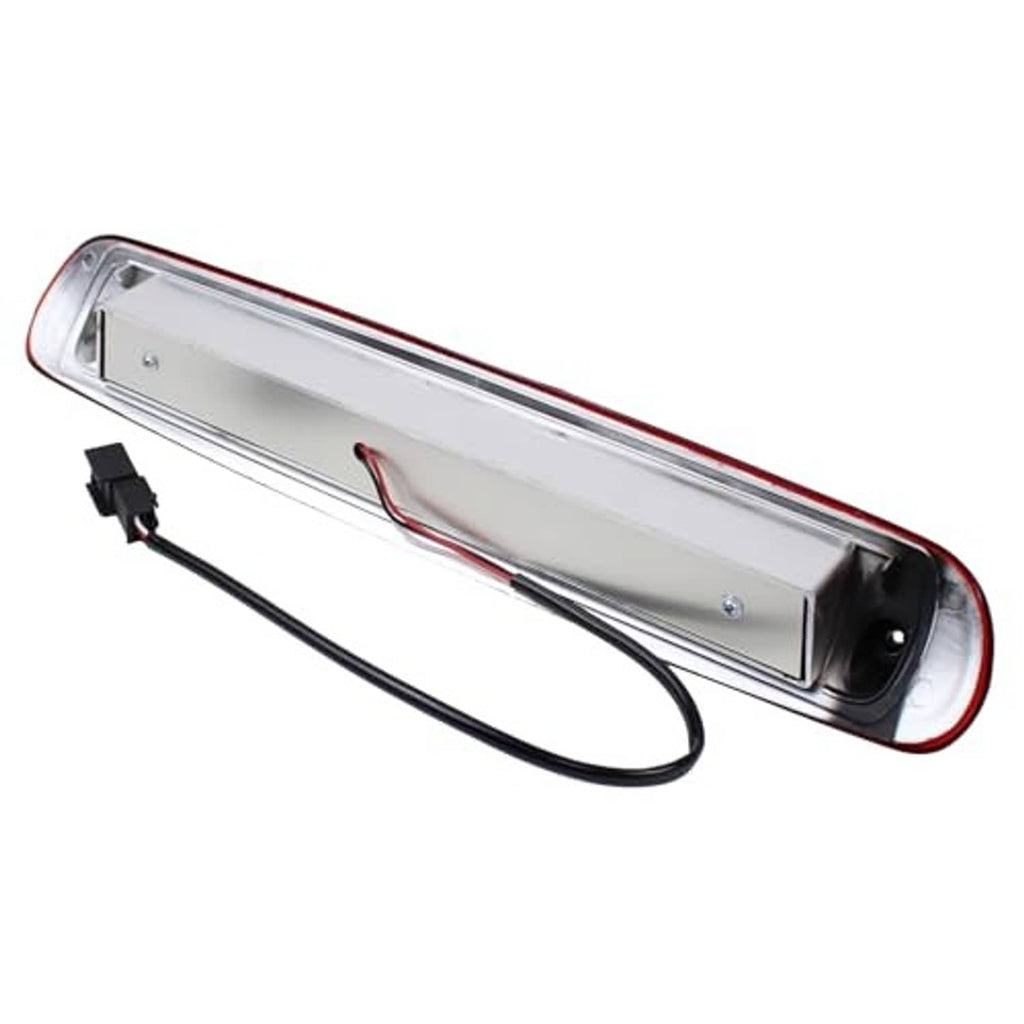 Third brake light housing with red outer lens, clear insert, and black wire connector