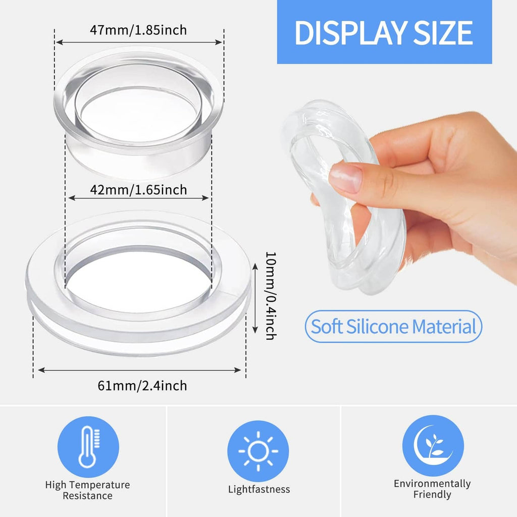 Clear silicone umbrella hole rings with hand holding and measuring size loops
