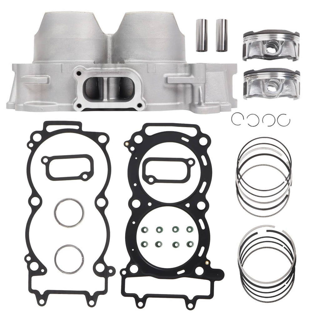 Aluminum cylinder base with two bores, part of a piston gasket kit