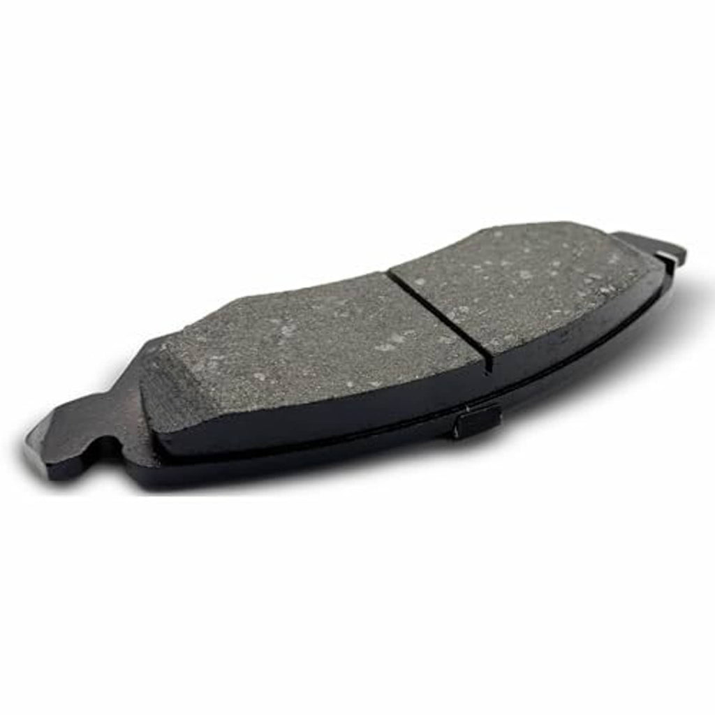 Ceramic brake pad, gray face with center seam and side spring clips
