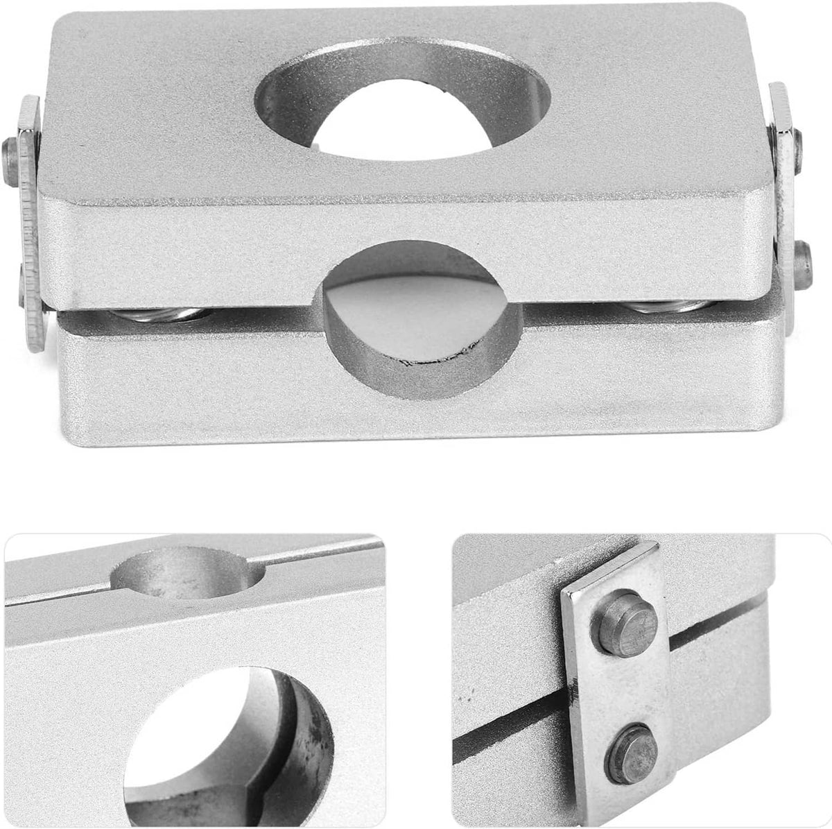 Silver conversion plate with round cutout, central slot, and side mounting hardware