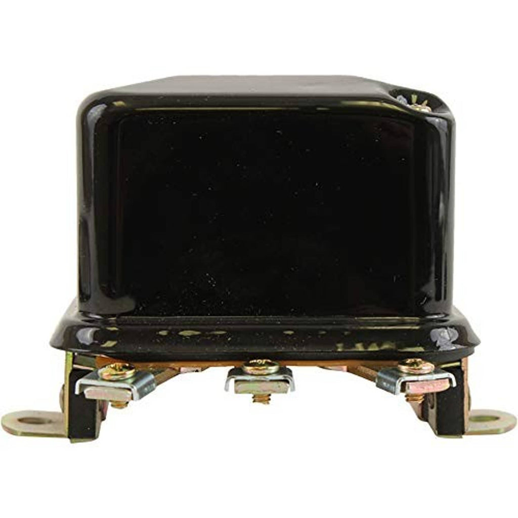 Voltage regulator with black housing and rear mounting studs with terminals