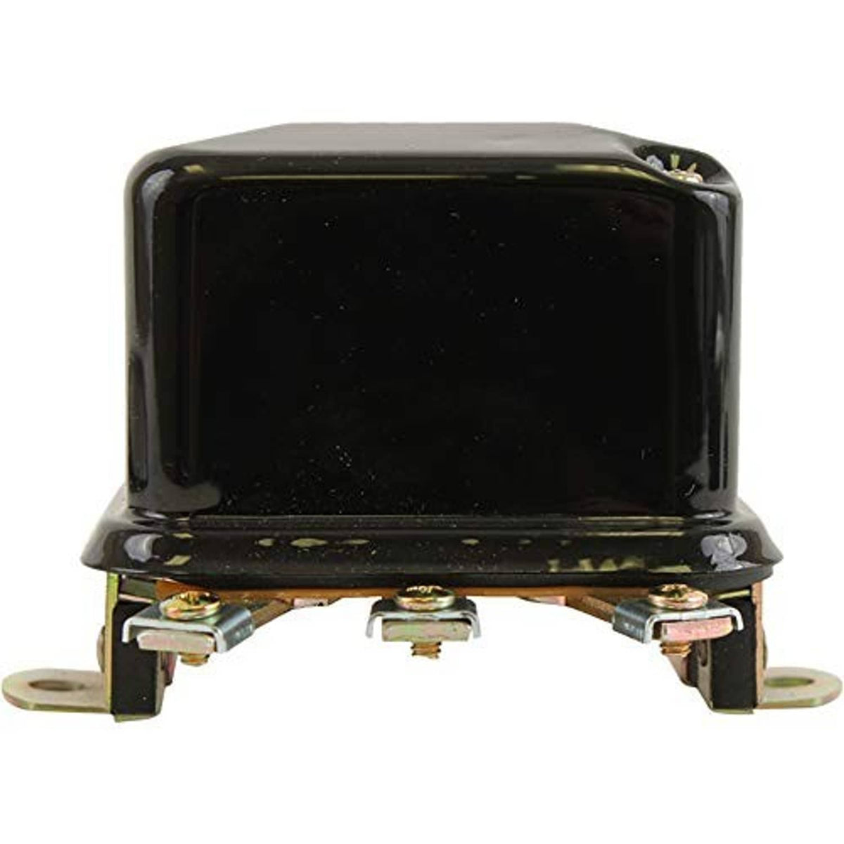 Voltage regulator with black housing and rear mounting studs with terminals