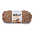 Chunky acrylic yarn ball in taupe with Bernat Softee Chunky label