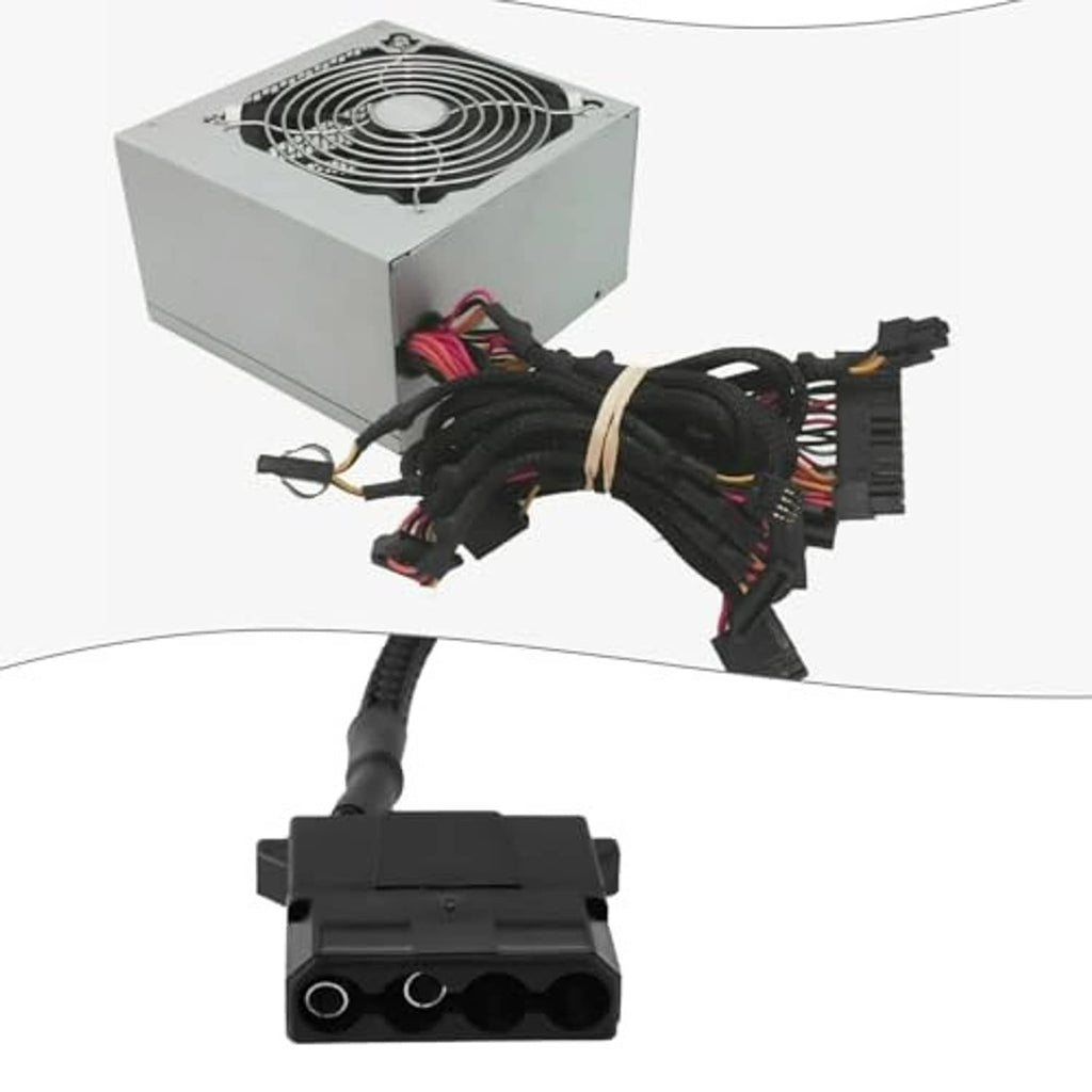 Computer cooler fan power adapter cable with multi-wire fan plug and Molex power end