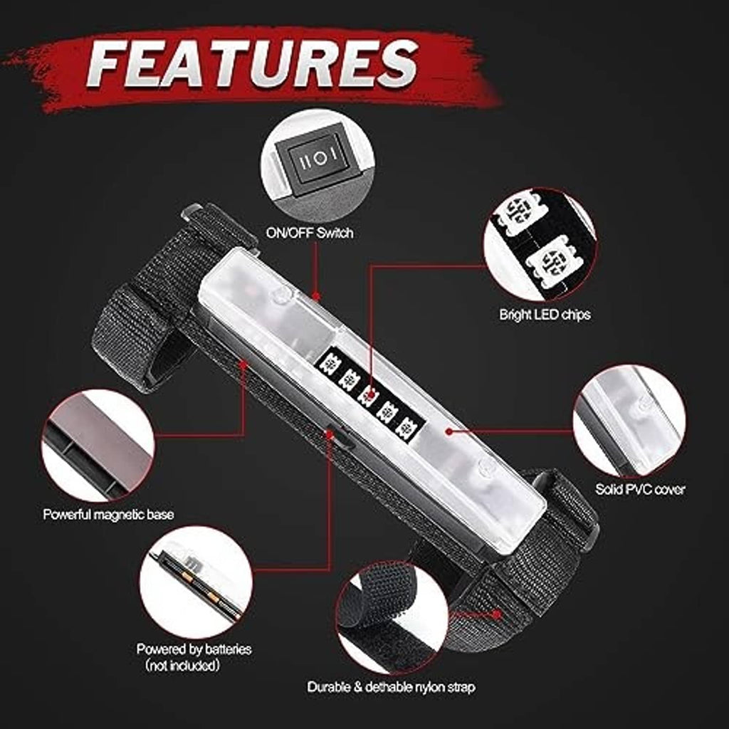 LED light bar features diagram: on/off switch, bright LED chips, solid PVC cover