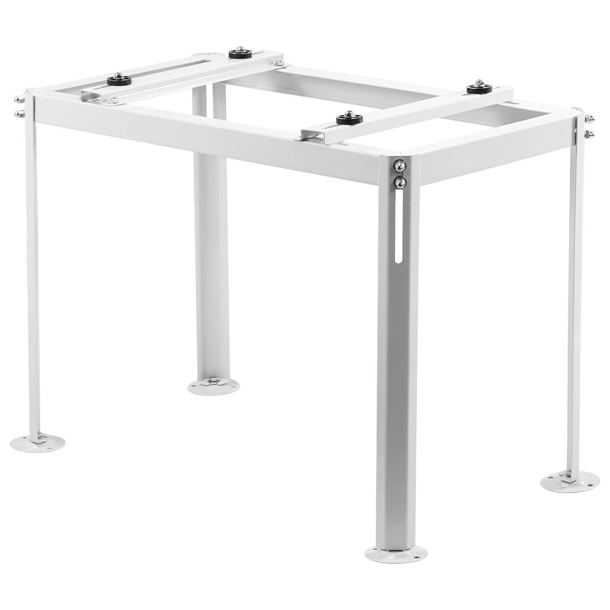 White adjustable mini split AC ground stand with top mounting frame