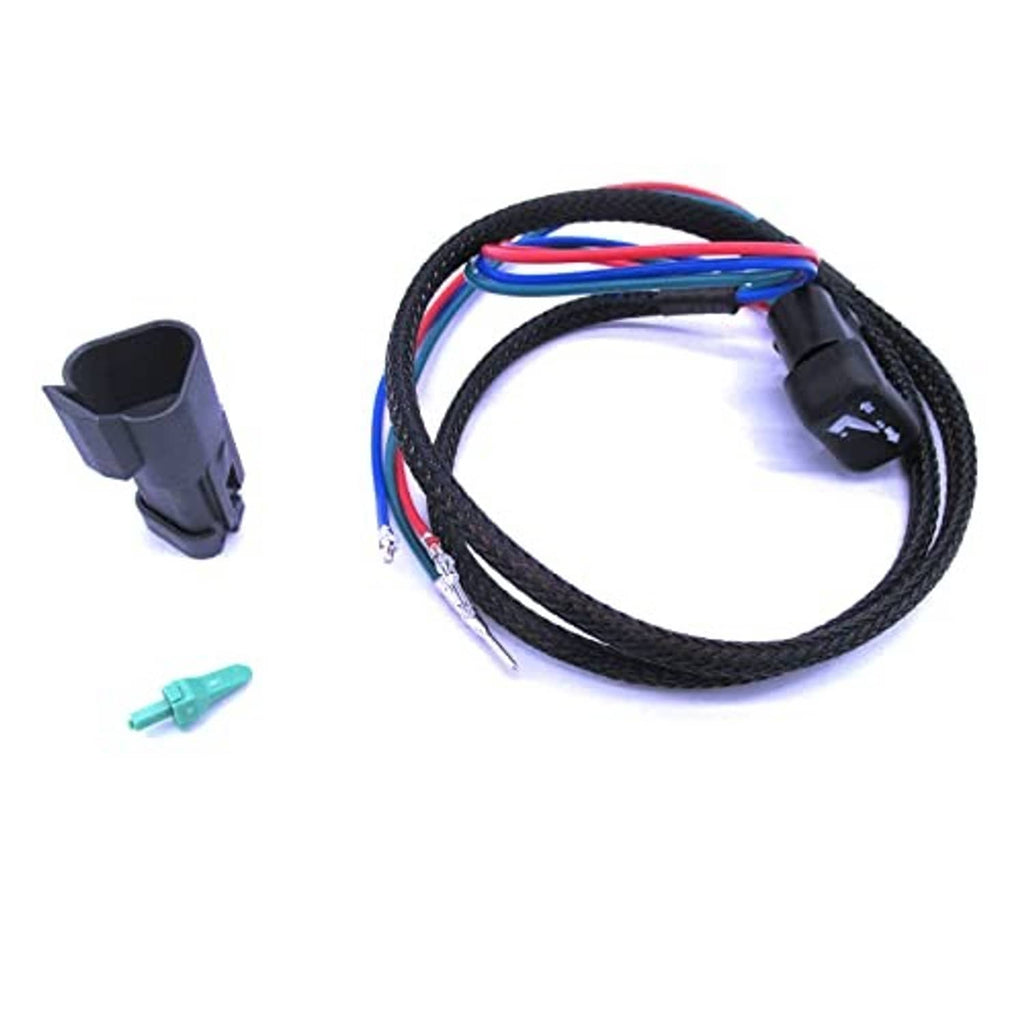 Trim tilt PTT switch wire harness with black switch housing and teal terminal on colored wires