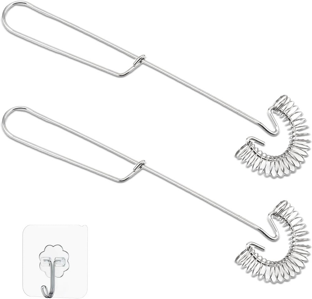 2-pack stainless steel coil and flat whisks with spring loops and curved handles