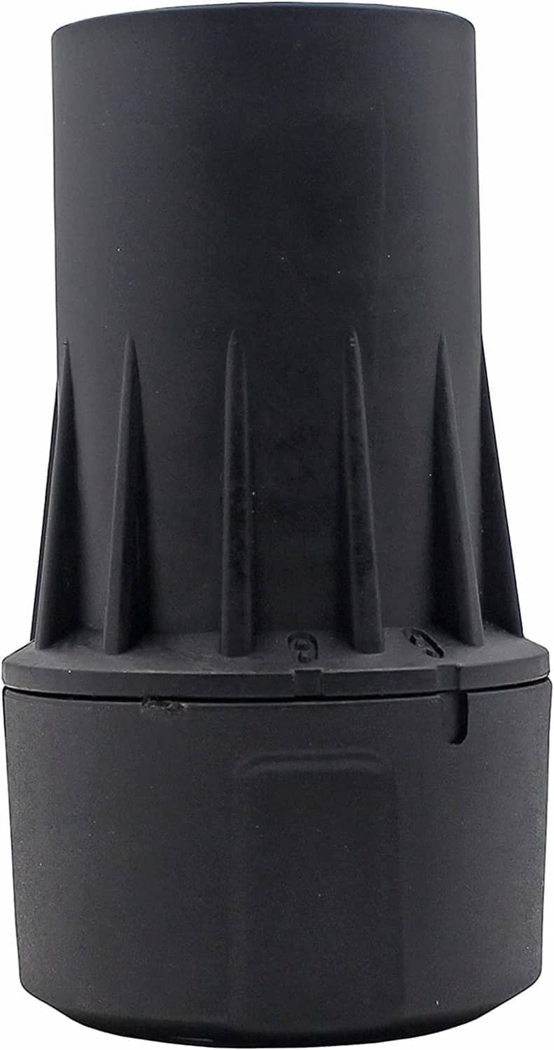 Black plastic reducer bushing with fluted top and stepped base