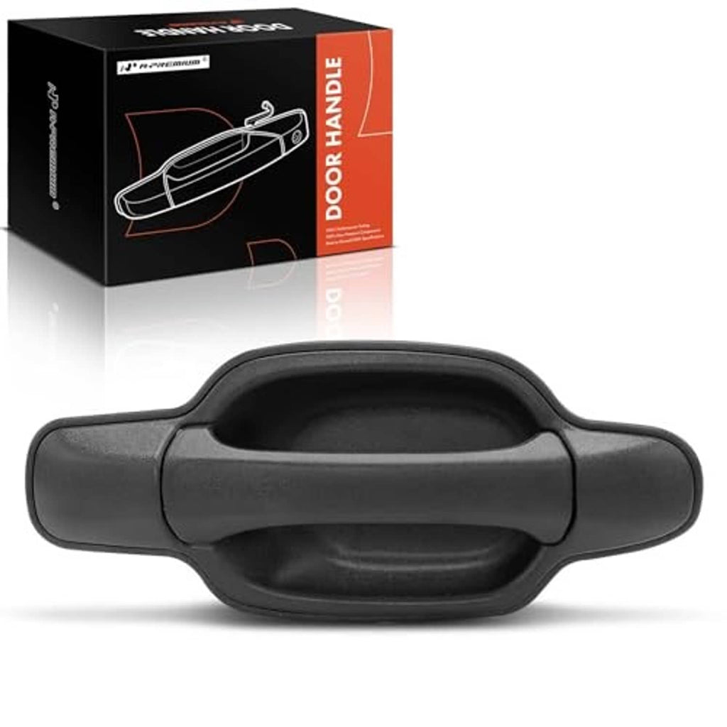 Textured black exterior door handle with contoured grip, front passenger fit