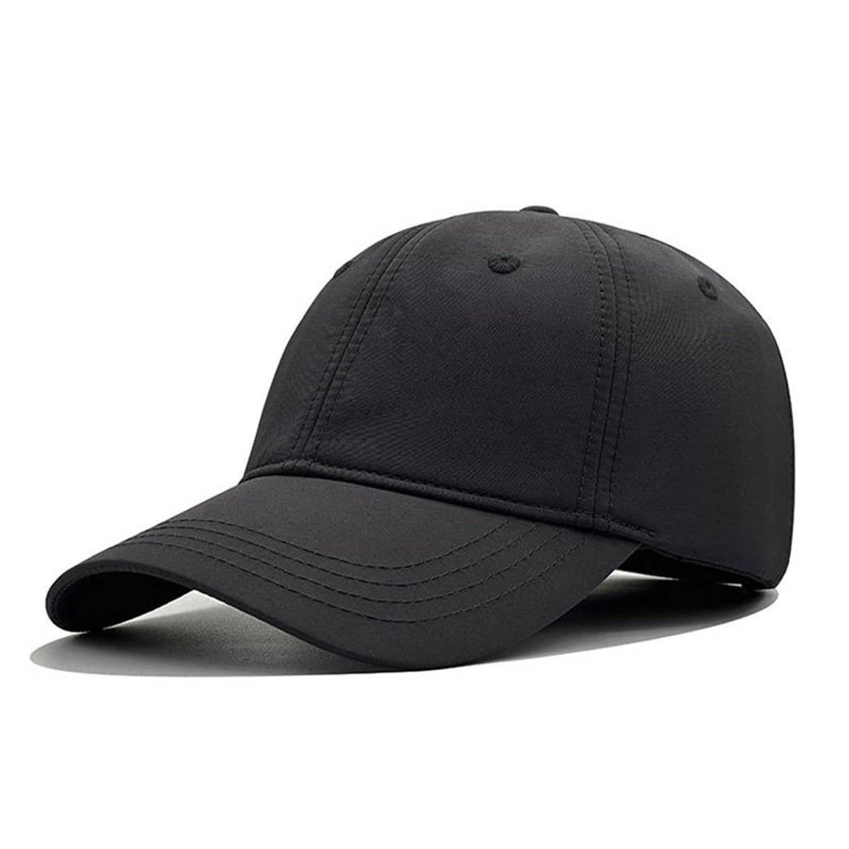 Men’s dark grey baseball cap with curved brim and stitched panel design
