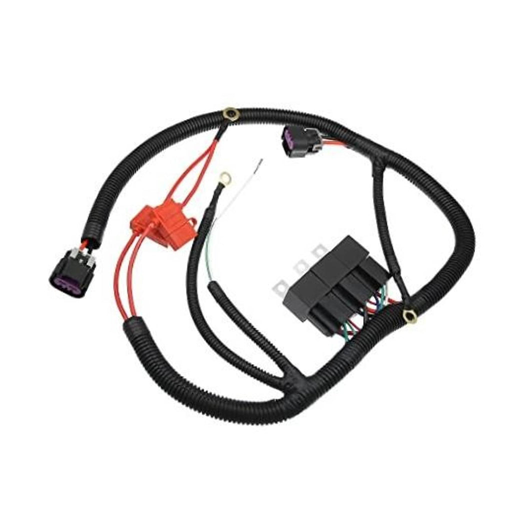 Dual electric fan wiring harness kit with black loom and electrical connectors