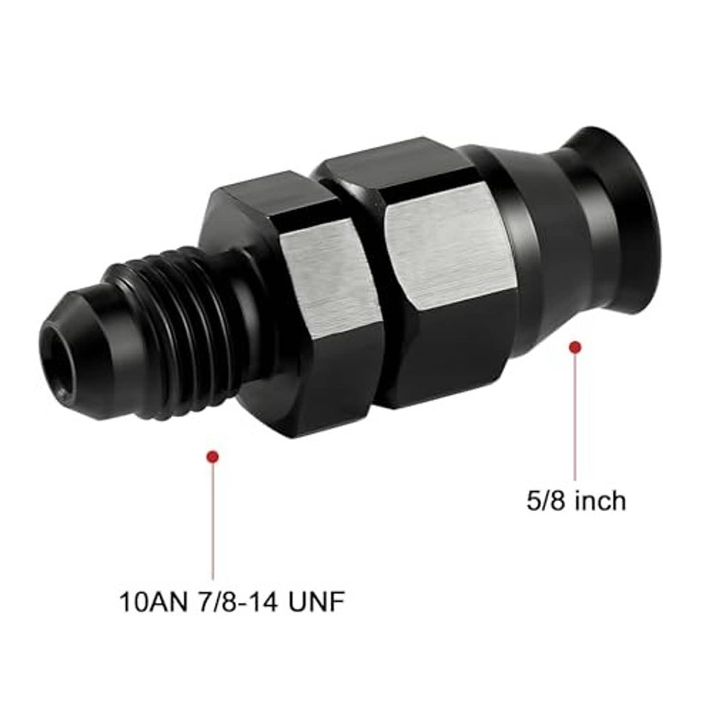 Black straight compression adapter with silver hex band and two threaded ports