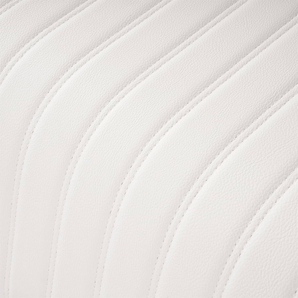 White padded boat seat cushion with quilted stitching texture