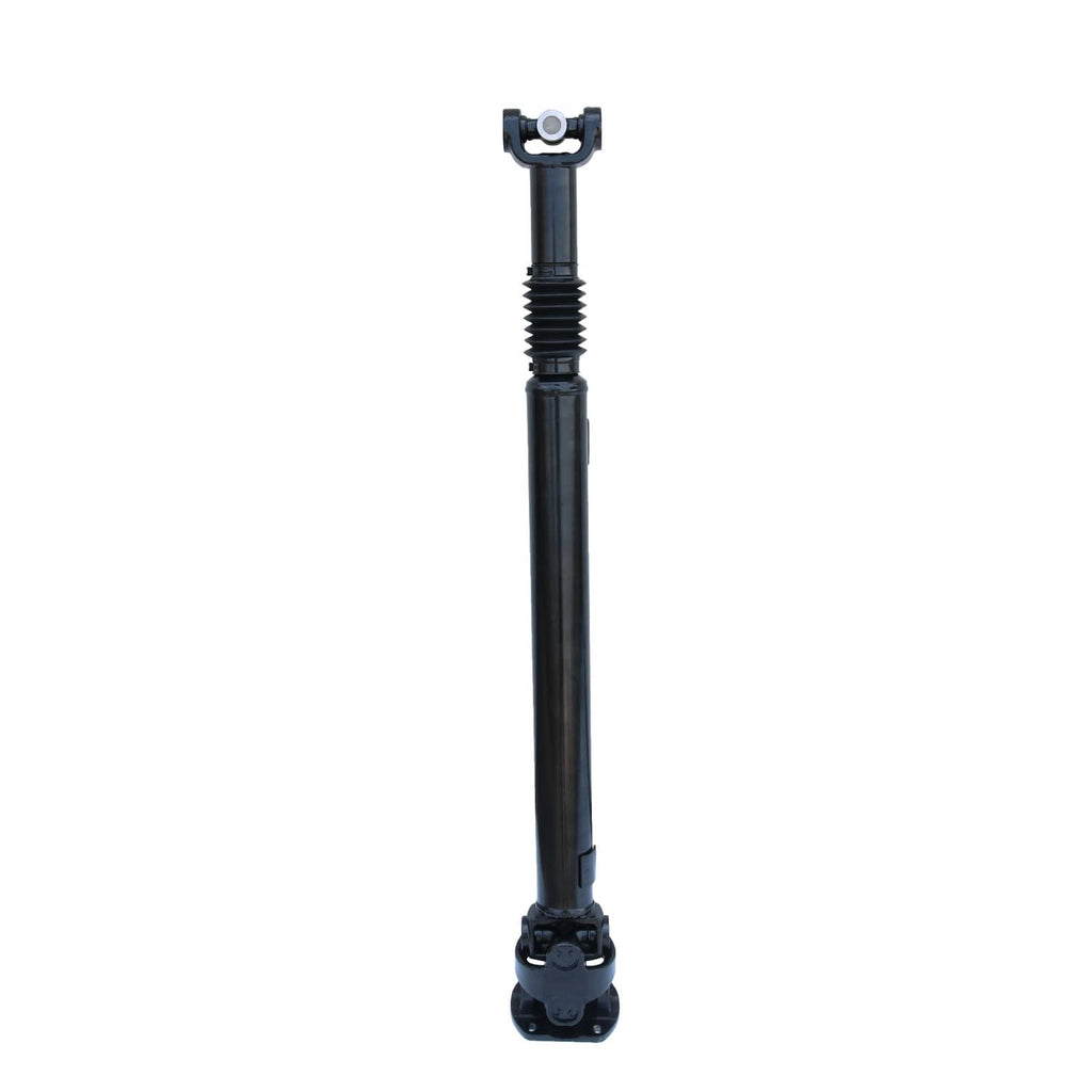 Front drive shaft assembly with telescoping shaft and protective boot, black metal