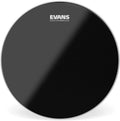 Black 14-inch EVANS Hydraulic drumhead, front view with EVANS logo