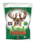 Seed blend bag with green label, deer antlers graphic, and brand seal